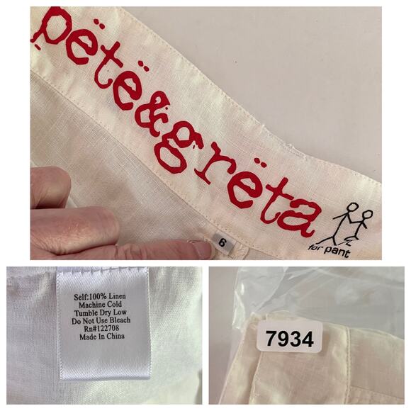 Pete & Greta by Johnny Was Linen Cargo Capri Pants NEW Y2K Sz 6 White - Picture 8 of 8